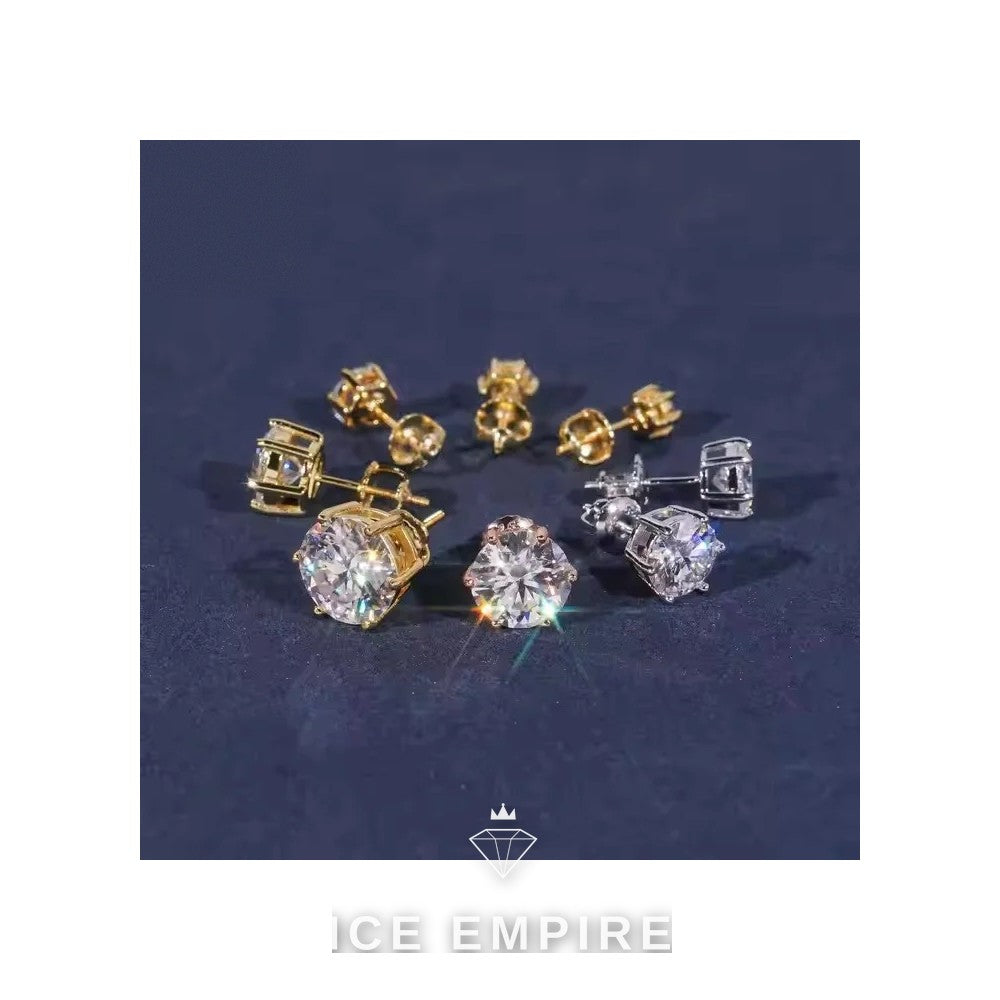 Iced Out Rose Gold Plated Moissanite Stud Earrings