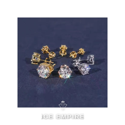 Iced Out Rose Gold Plated Moissanite Stud Earrings