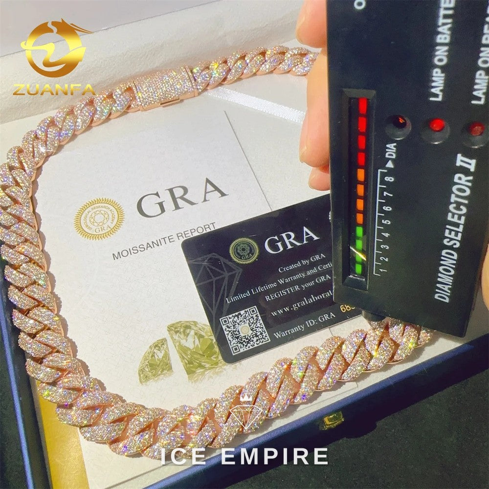 Iced Out Rose Gold Plated Moissanite Cuban Chain