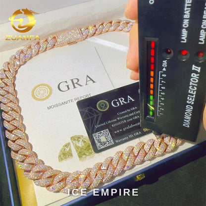 Iced Out Rose Gold Plated Moissanite Cuban Chain