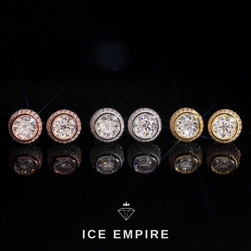 Iced Out 18K Gold Moissanite Stud Earrings
