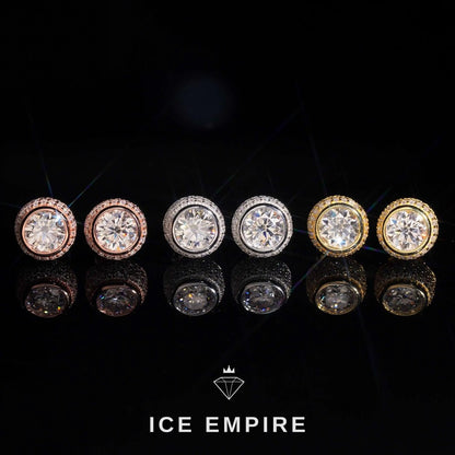 Iced Out 18K Gold Moissanite Stud Earrings