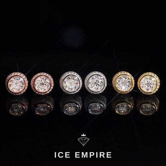 Iced Out 18K Gold Moissanite Stud Earrings