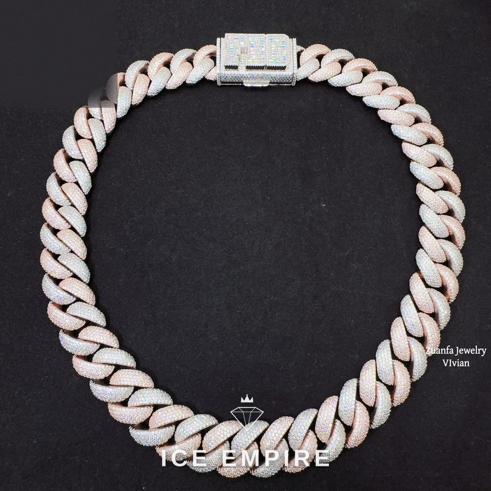 Iced Out Rose Gold Plated Moissanite Cuban Chain