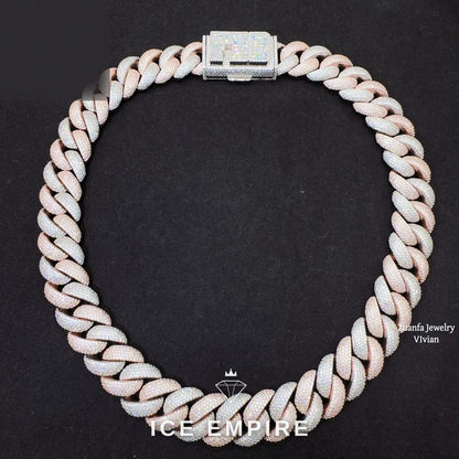 Iced Out Rose Gold Plated Moissanite Cuban Chain