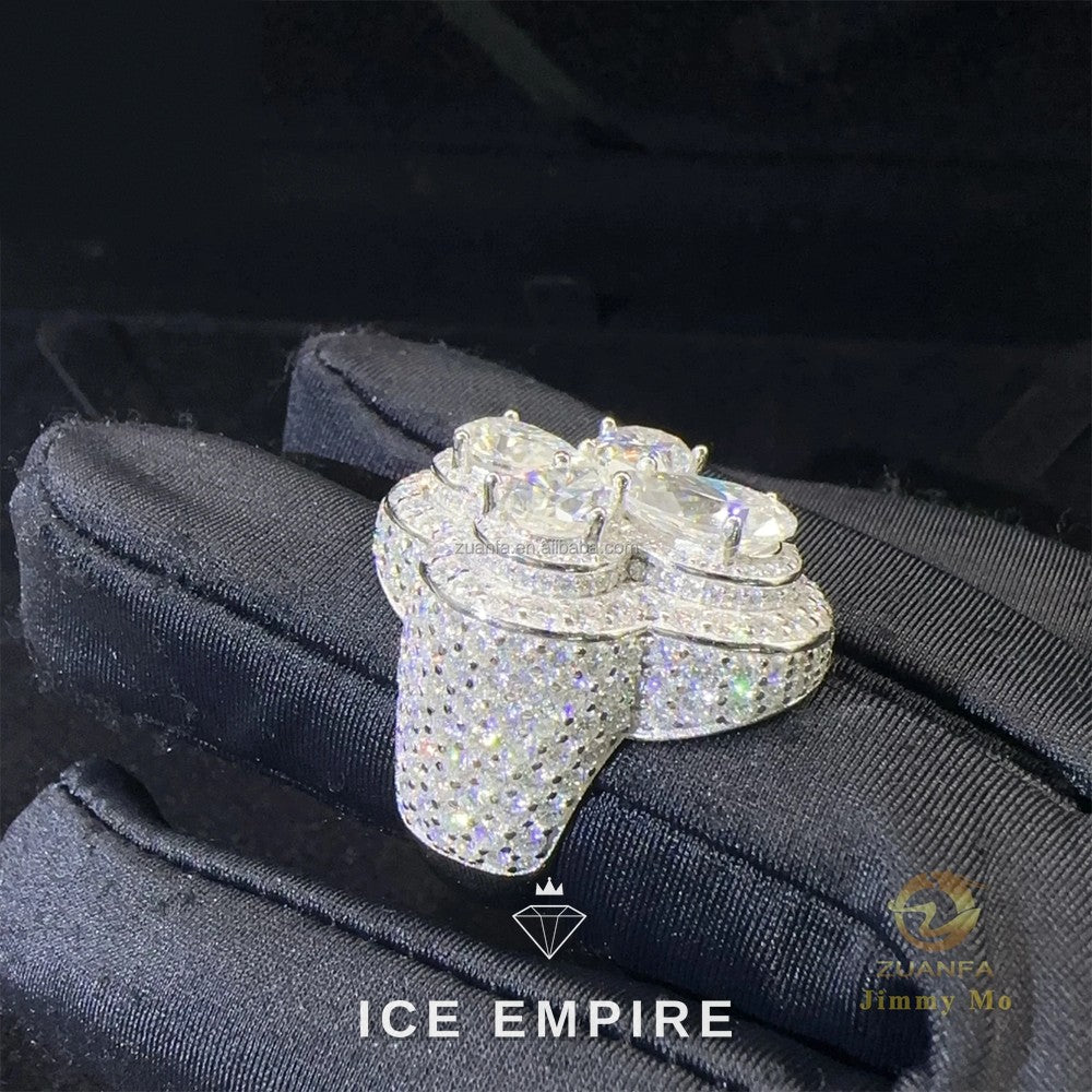 Iced Out Cross 925 Silver Moissanite Ring