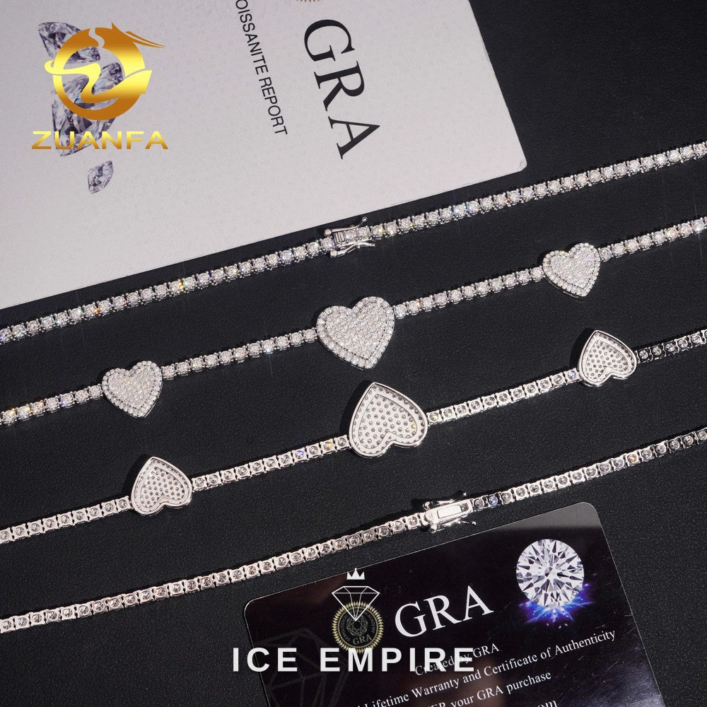 Iced Out Heart Rose Gold Plated Moissanite Cuban Chain