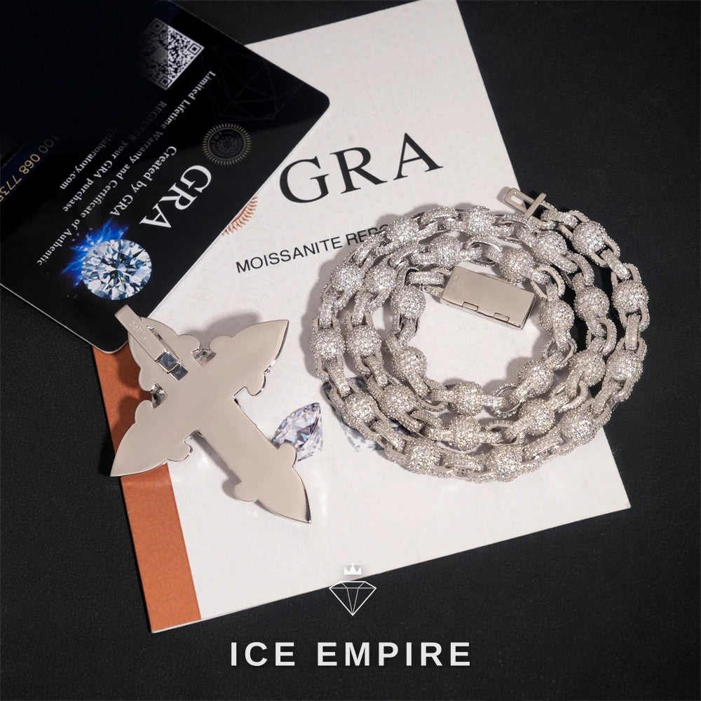 Iced Out Cross Rose Gold Plated Moissanite Cuban Chain