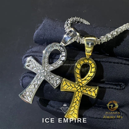 Iced Out Cross 925 Silver Pendant