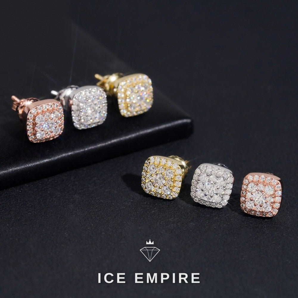 Iced Out 925 Silver Moissanite Stud Earrings