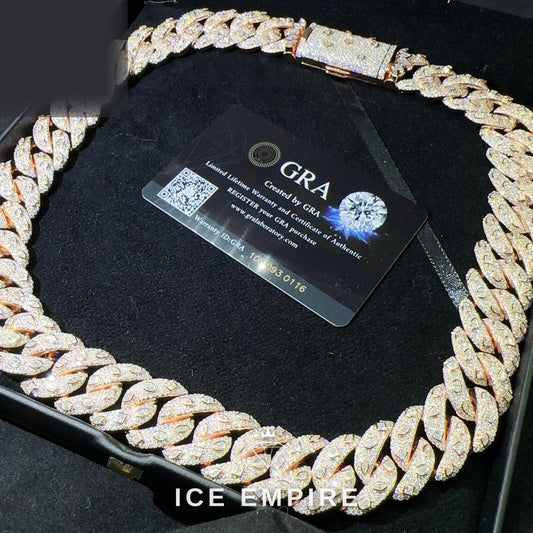 Iced Out Rose Gold Plated Moissanite Cuban Chain