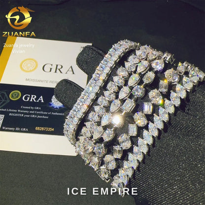 Iced Out 925 Silver Moissanite Tennis Chain
