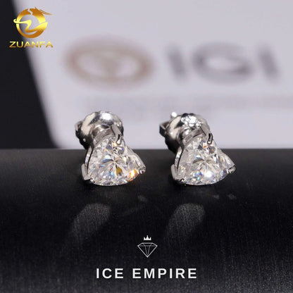 Iced Out Heart 10K Gold Lab Grown Diamond Stud Earrings