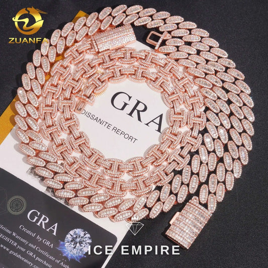 Iced Out Rose Gold Plated Moissanite Cuban Chain