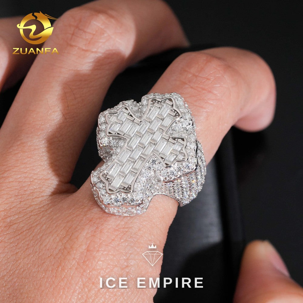 Iced Out Baguette Gold Plated Moissanite Ring