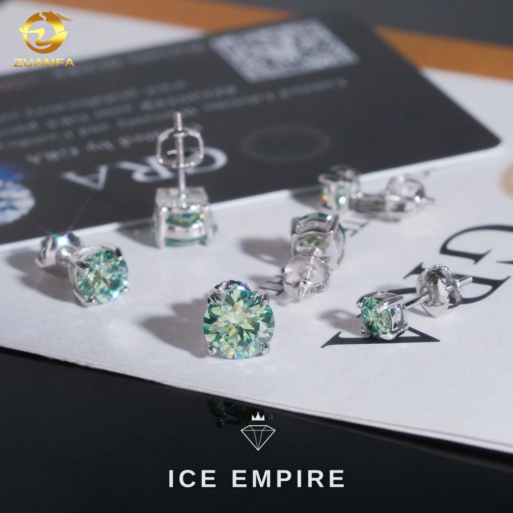 Iced Out 925 Silver Moissanite Stud Earrings