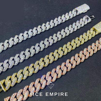 Iced Out Rose Gold Moissanite Cuban Chain