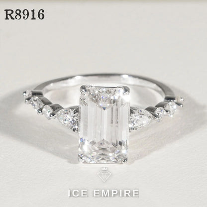 Iced Out 925 Silver Moissanite Engagement Ring