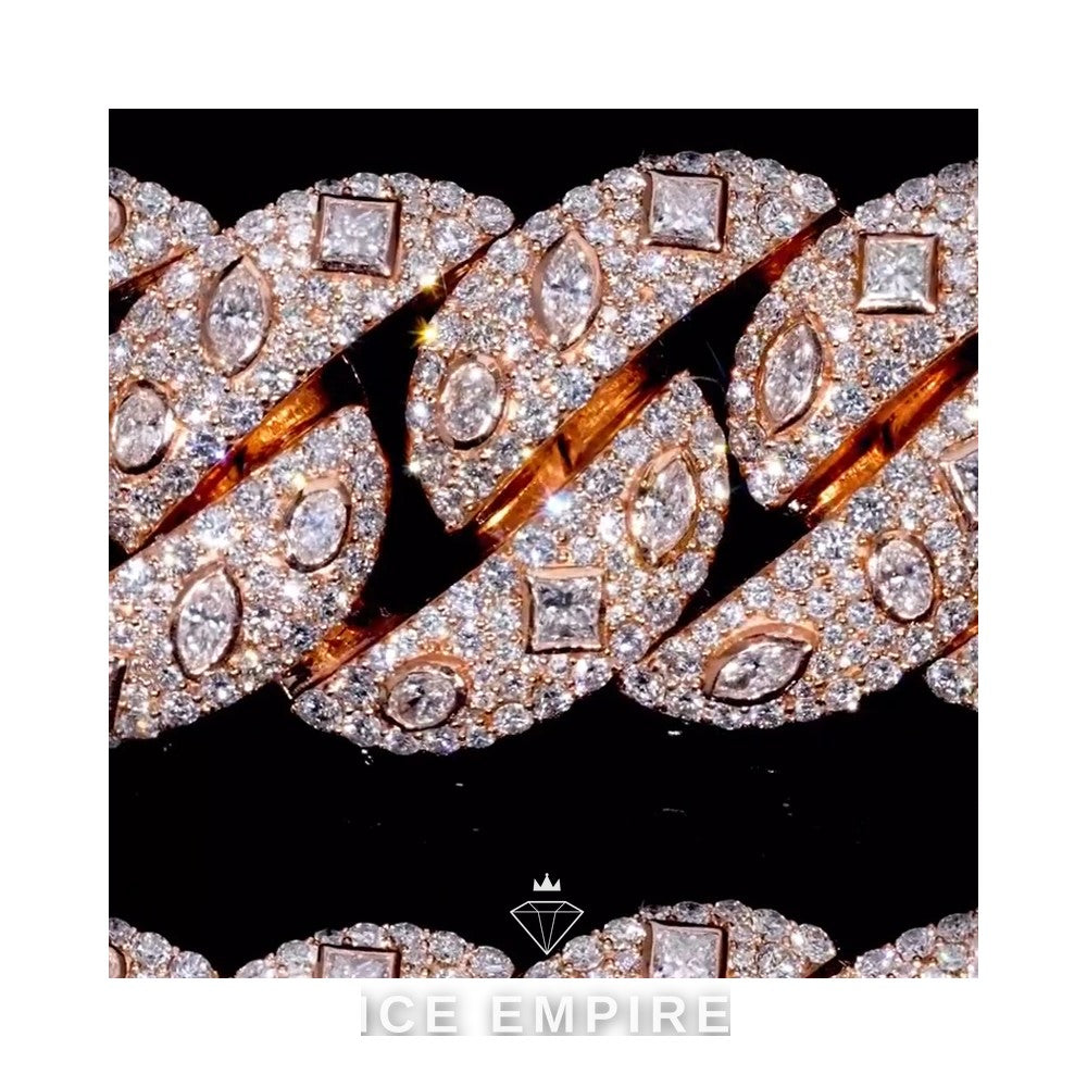 Iced Out Rose Gold Plated Moissanite Cuban Chain