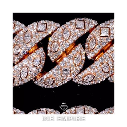 Iced Out Rose Gold Plated Moissanite Cuban Chain