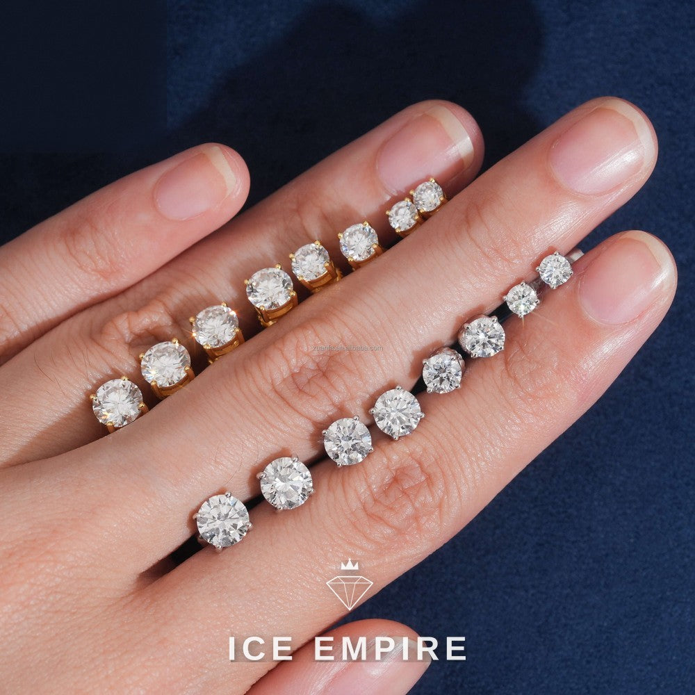 Iced Out 925 Silver Lab Grown Diamond Stud Earrings