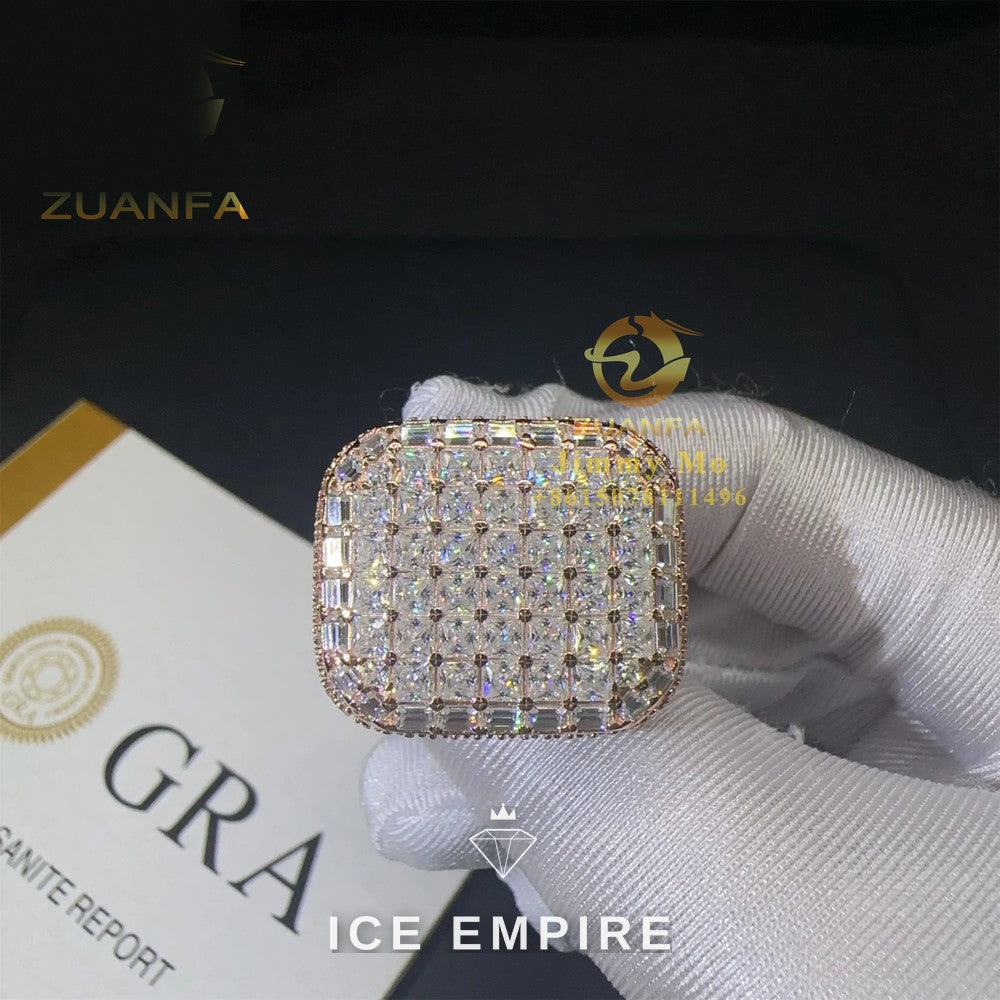 Iced Out Baguette Rose Gold Plated Moissanite Ring