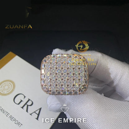 Iced Out Baguette Rose Gold Plated Moissanite Ring