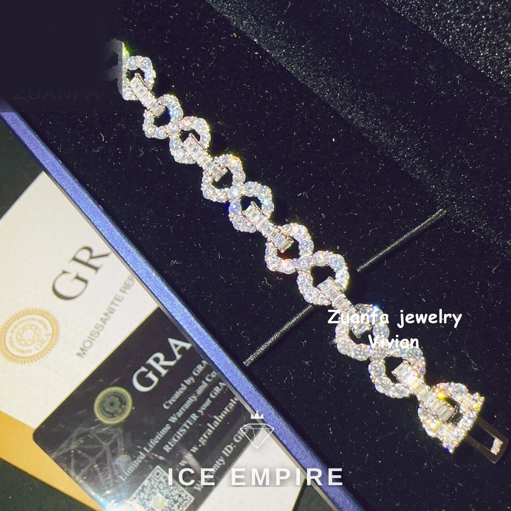Iced Out Cross Rose Gold Plated Moissanite Cuban Chain