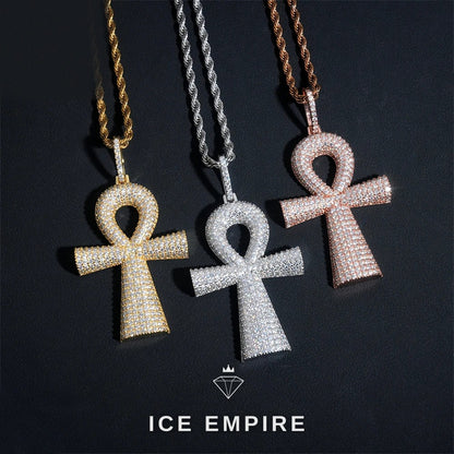 Iced Out Cross Rose Gold Plated Moissanite Pendant