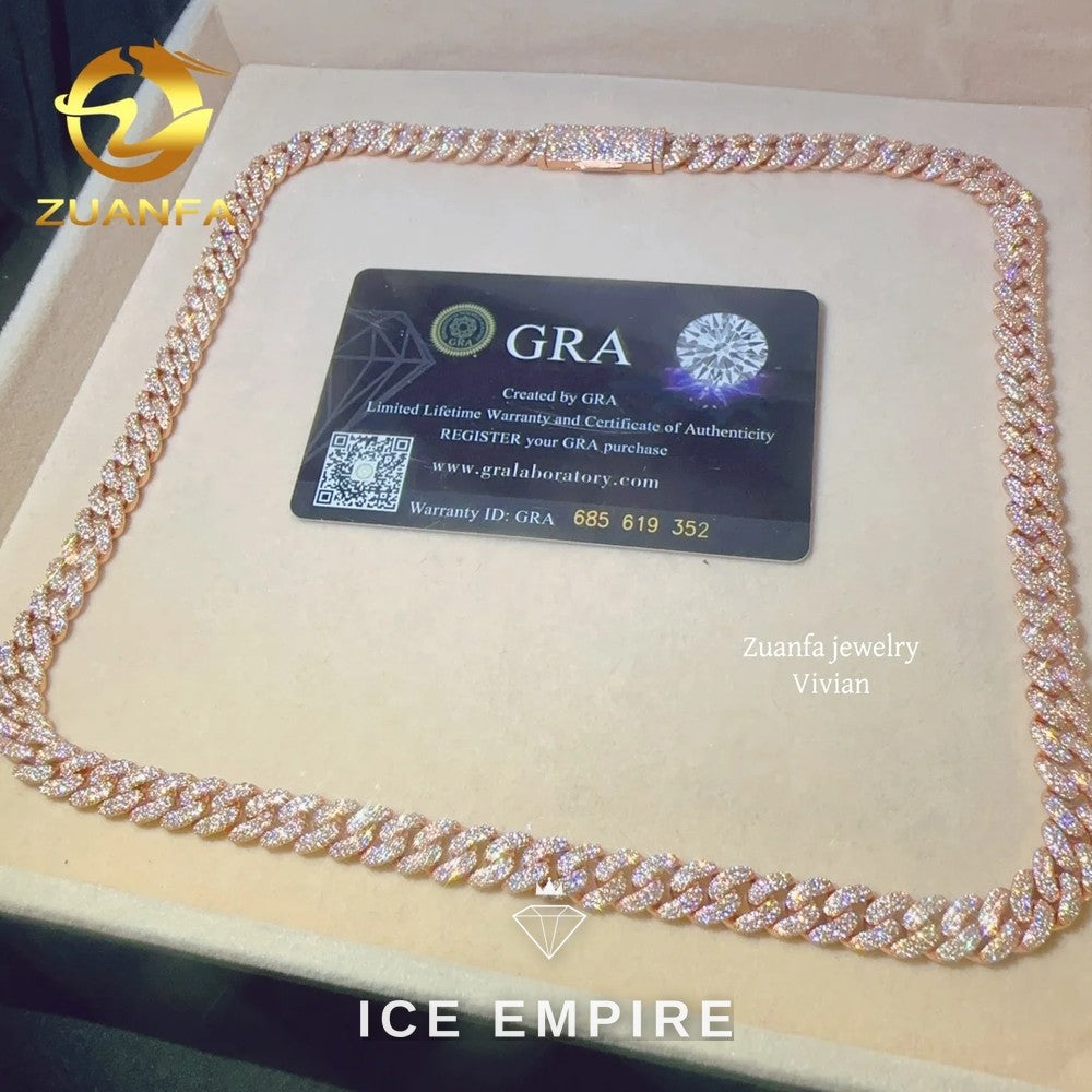Iced Out Rose Gold Plated Moissanite Cuban Chain
