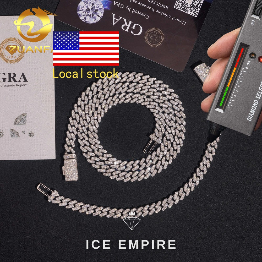 Iced Out 925 Silver Moissanite Cuban Chain