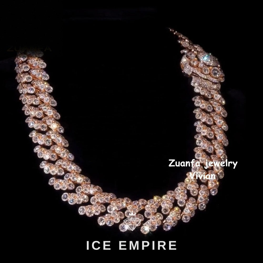 Iced Out Rose Gold Plated Moissanite Cuban Chain