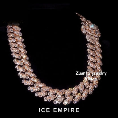 Iced Out Rose Gold Plated Moissanite Cuban Chain