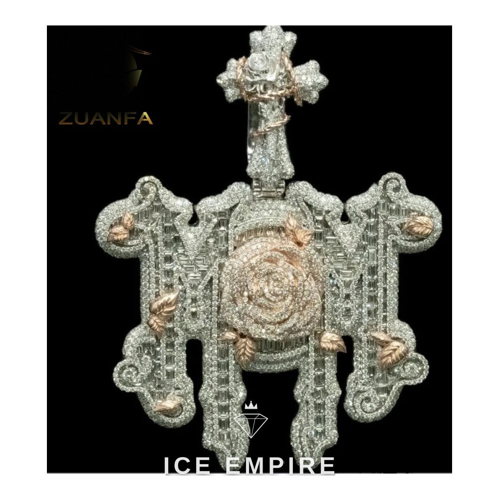 Iced Out Baguette Rose Gold Plated Moissanite Pendant