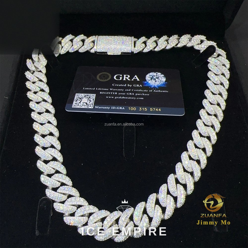Iced Out 925 Silver Moissanite Cuban Chain