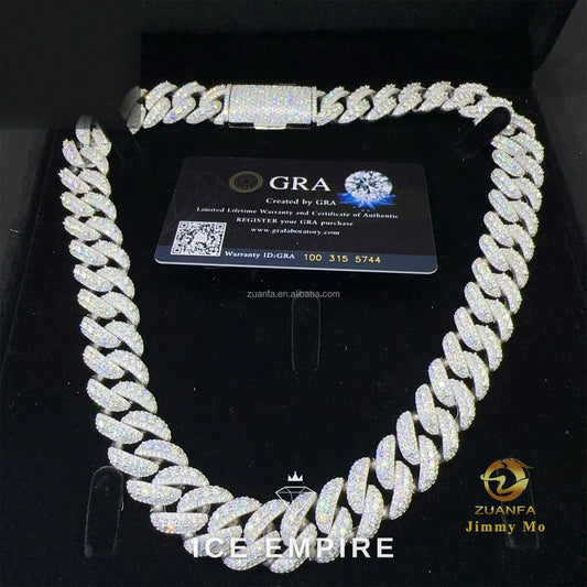 Iced Out 925 Silver Moissanite Cuban Chain