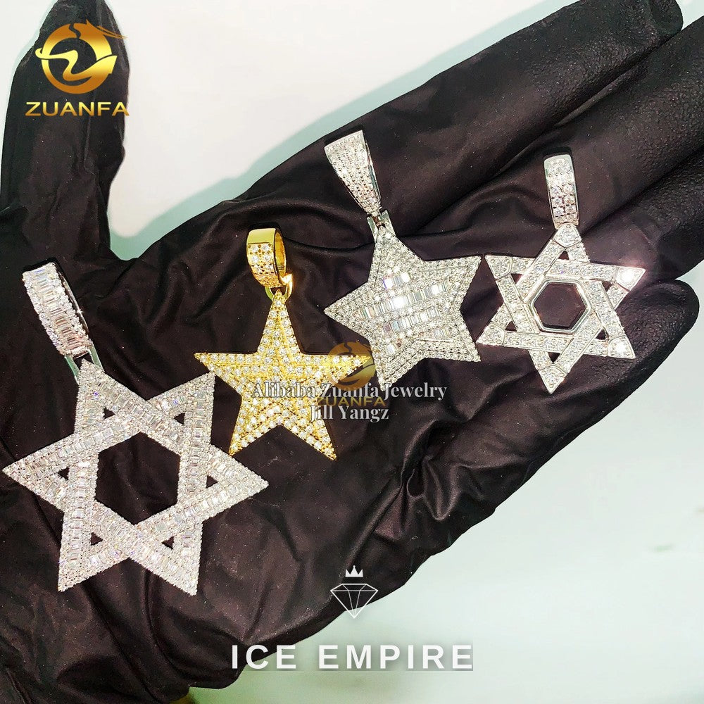 Iced Out Baguette Gold Plated Moissanite Pendant