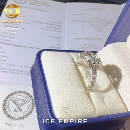 Iced Out Cluster 18K Gold Lab Grown Diamond Ring