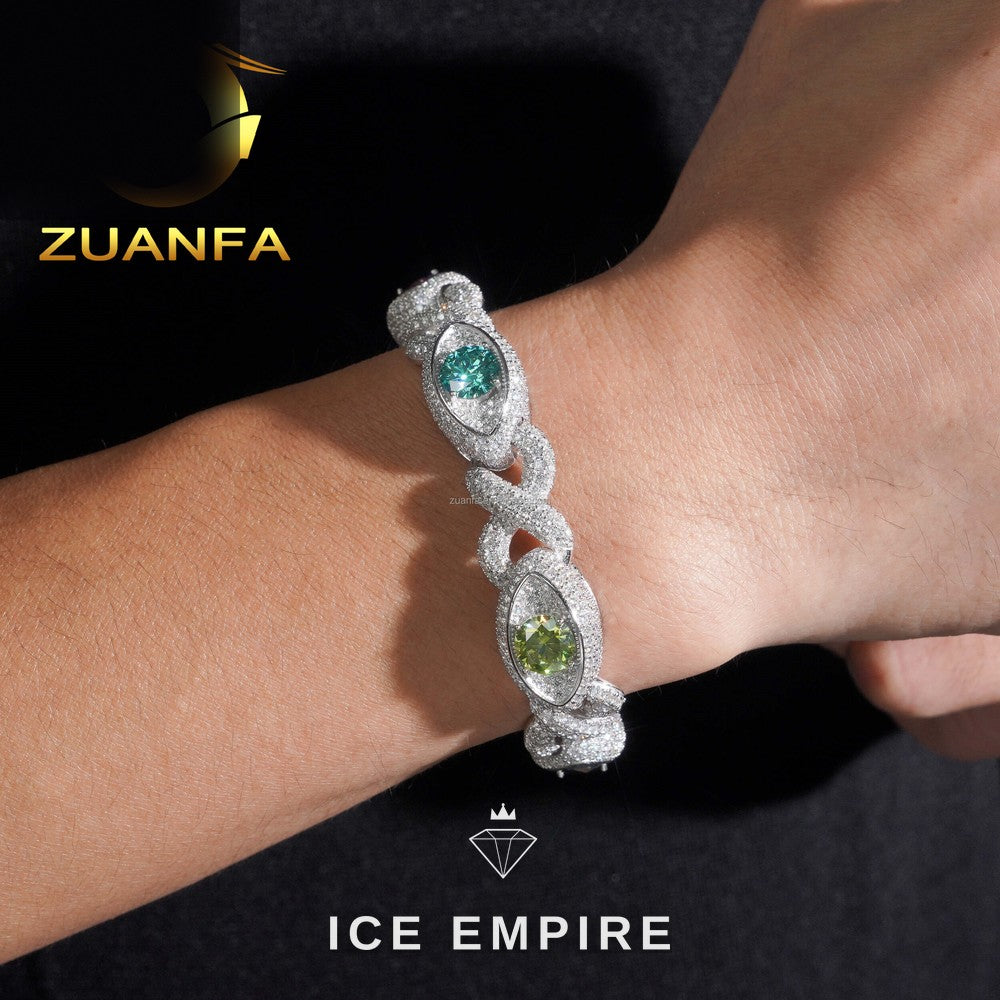 Iced Out 925 Silver Moissanite Cuban Chain