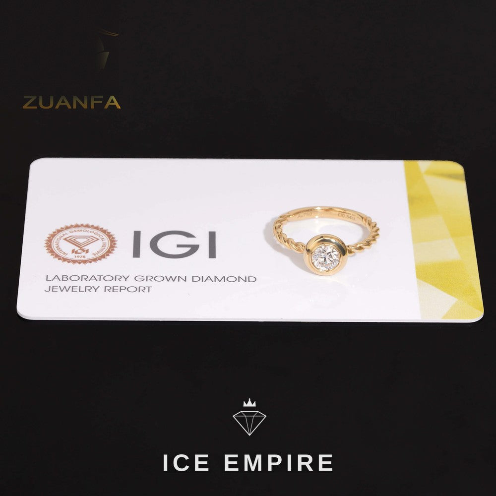Iced Out 18K Gold Lab Grown Diamond Engagement Ring