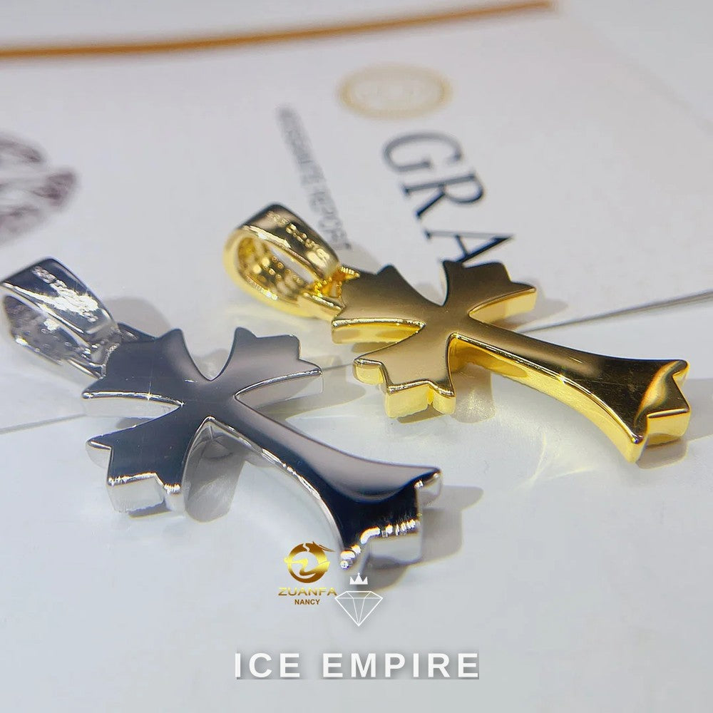 Iced Out Cross Rose Gold Plated Moissanite Pendant