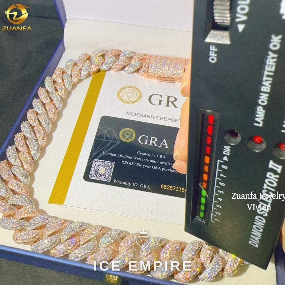 Iced Out Rose Gold Plated Moissanite Cuban Chain