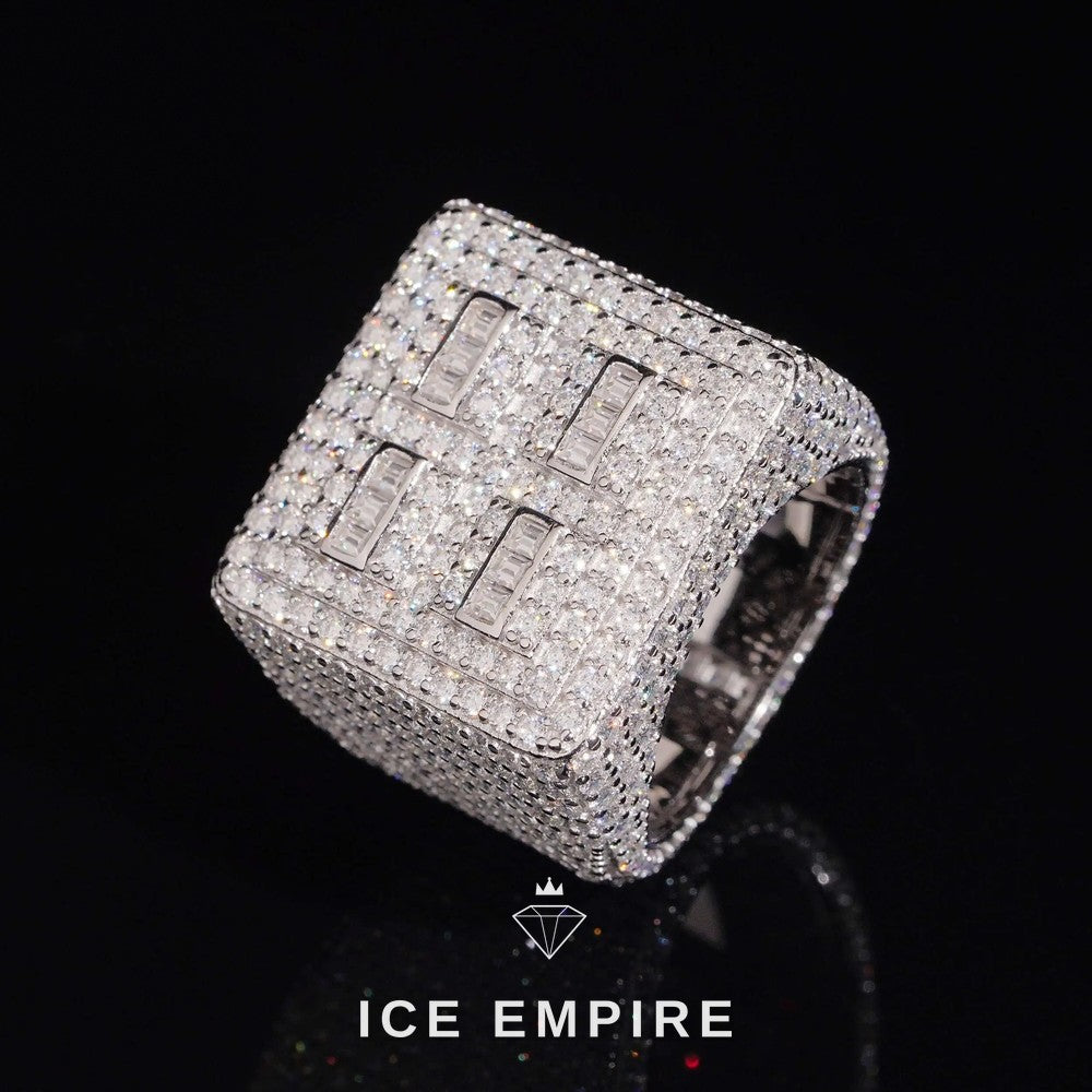Iced Out Baguette 925 Silver Moissanite Ring
