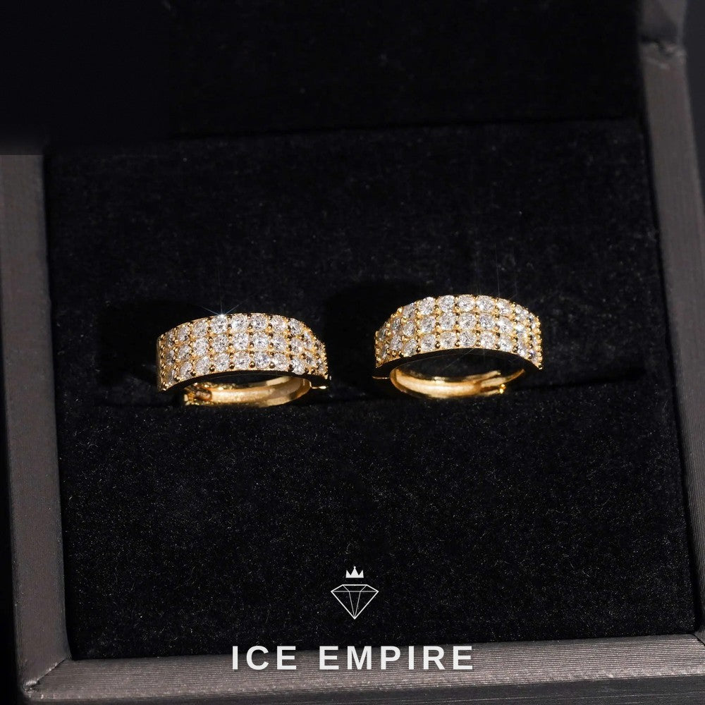 Iced Out 925 Silver Moissanite Hoop Earrings