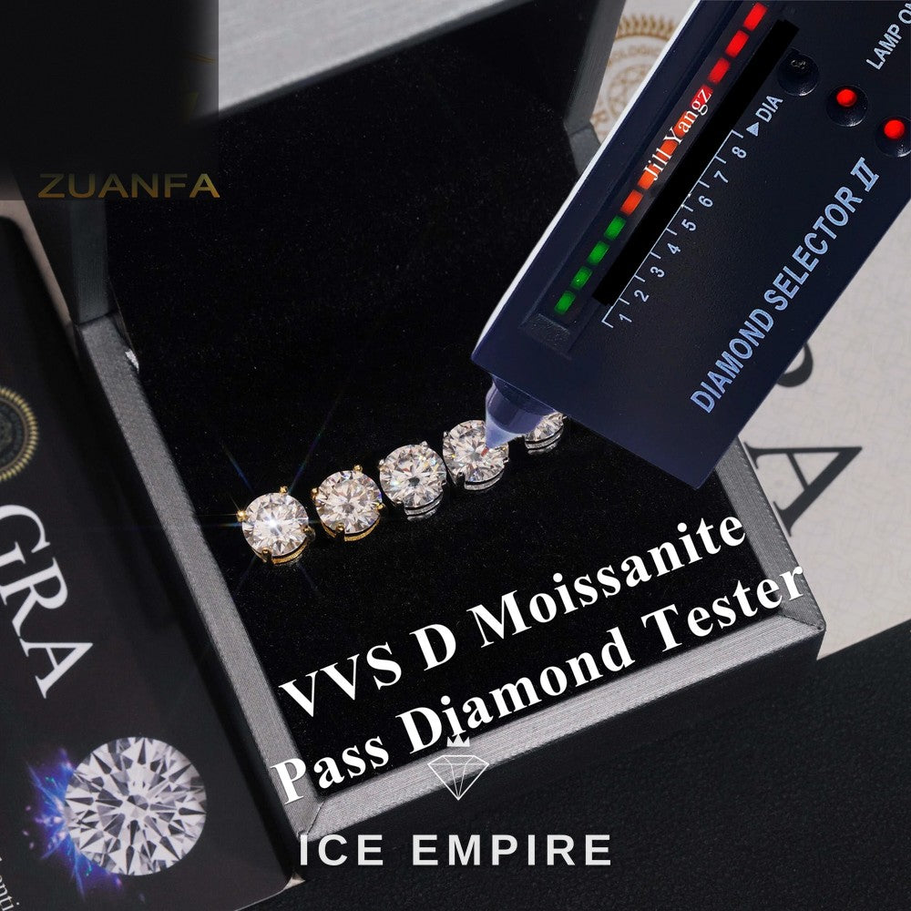 Iced Out Gold Plated Moissanite Stud Earrings