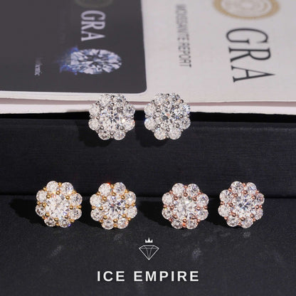 Iced Out 925 Silver Moissanite Stud Earrings