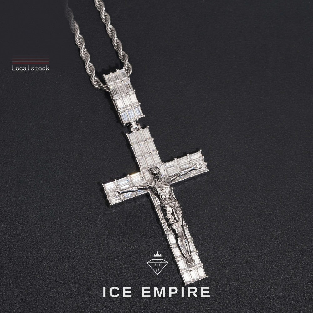 Iced Out Baguette 925 Silver Moissanite Pendant