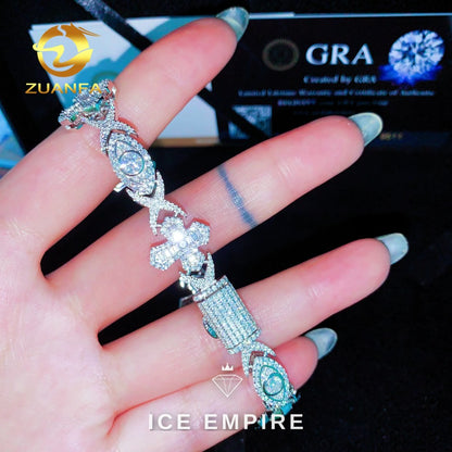 Iced Out Baguette Rose Gold Plated Moissanite Cuban Chain