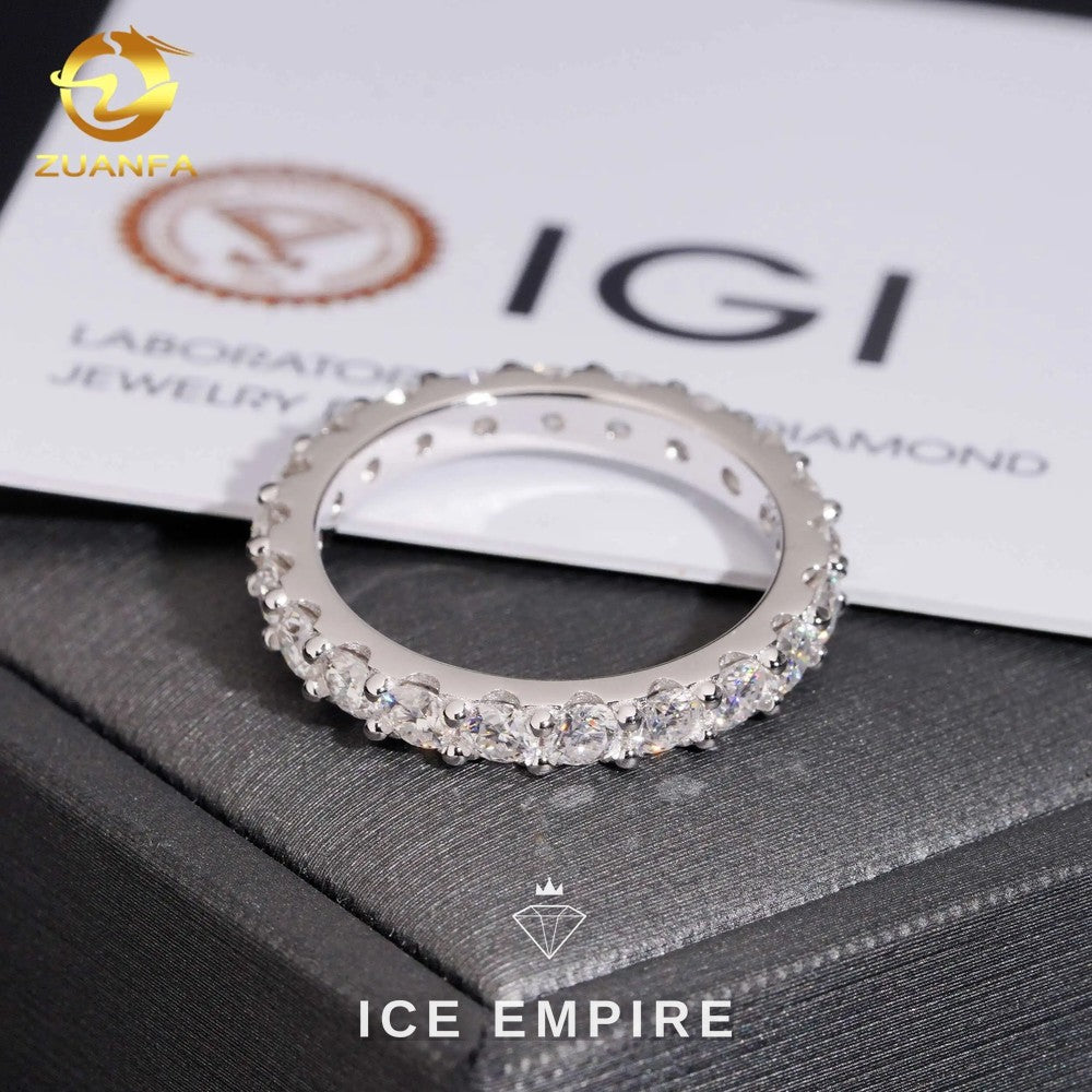 Iced Out 10K Gold Lab Grown Diamond Wedding Band