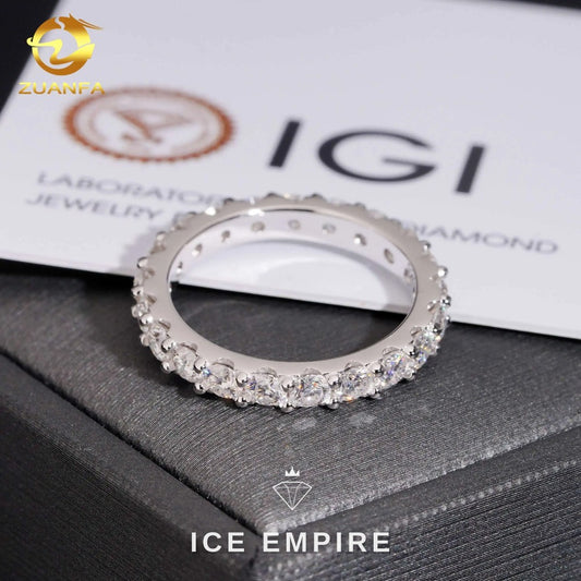 Iced Out 10K Gold Lab Grown Diamond Wedding Band